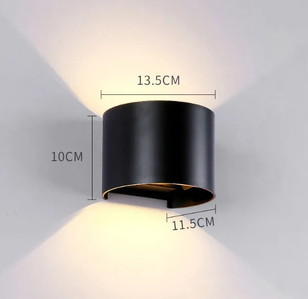 Up & Down LED Outdoor Wall Light, Black Aluminum Patio Sconce