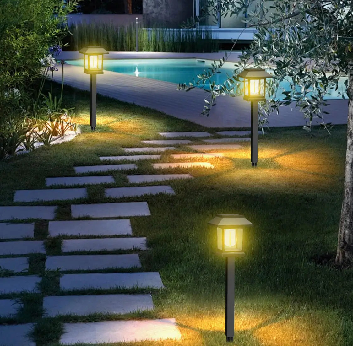 360° Solar LED Pathway Light, Rechargeable & Waterproof