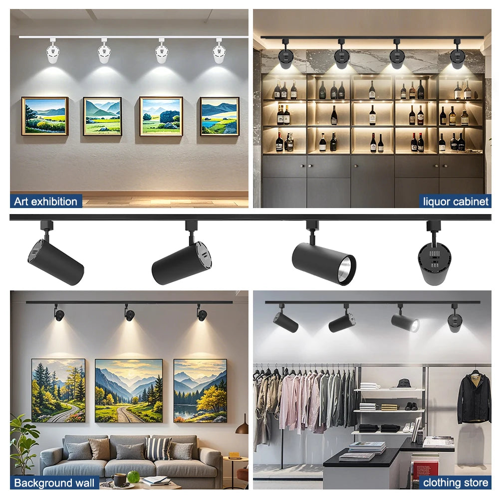10W–30W Adjustable COB LED Track Light for Commercial Ceilings