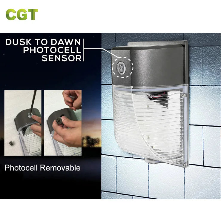 Photocell Sensor LED Wall Pack Light, 5000K Daylight