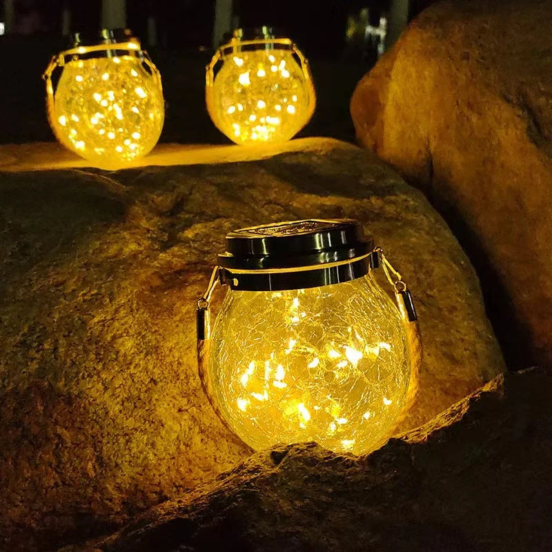 Solar LED Mason Jar Lantern, Hanging Garden Light