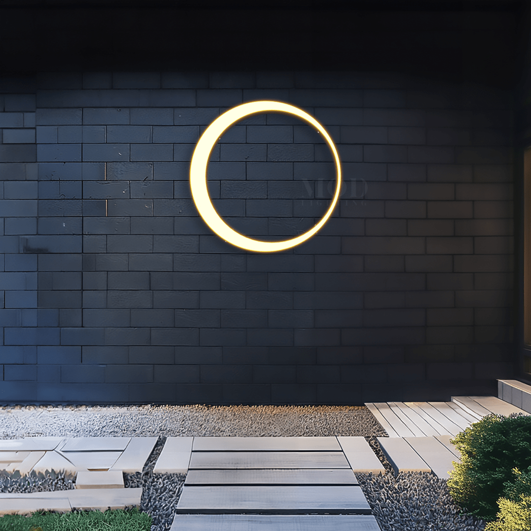 Circular Outdoor Wall Light, Dimmable LED Sconce (3 Sizes)