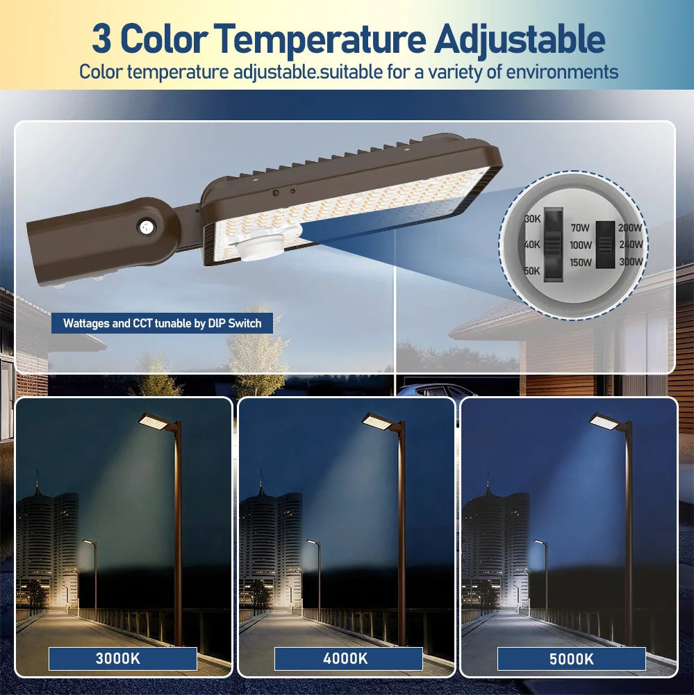 300W LED Area Light, Tunable CCT for Parking Lots & Streets