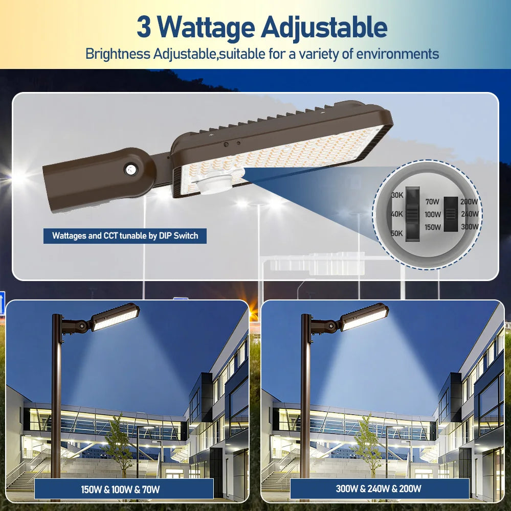 300W LED Area Light, Tunable CCT for Parking Lots & Streets