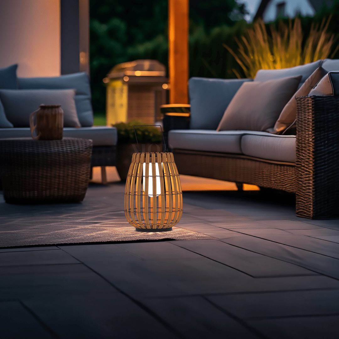 Solar Outdoor Basket Lantern, Warm White LED (3 Sizes)