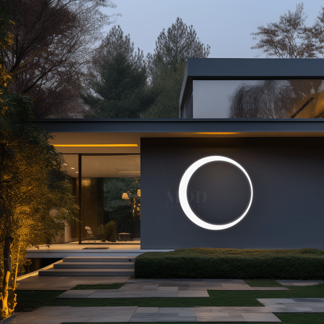 Circular Outdoor Wall Light, Dimmable LED Sconce (3 Sizes)