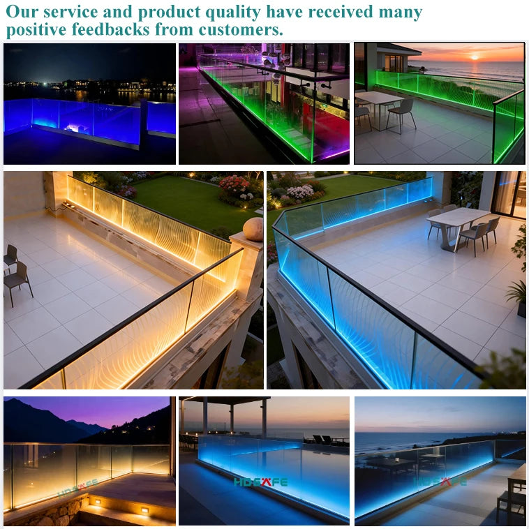 LED Glass Balustrade Handrail for Balconies & Staircases