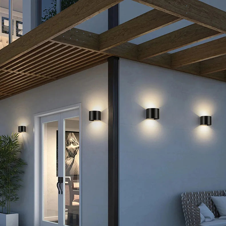 Up & Down LED Outdoor Wall Light, Black Aluminum Patio Sconce