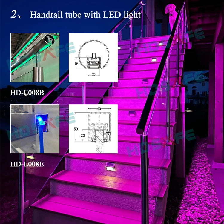 LED Glass Balustrade Handrail for Balconies & Staircases