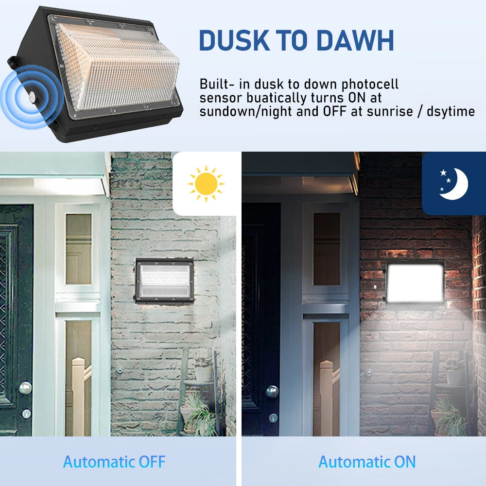 120W LED Wall Pack Light, Selectable CCT for Outdoor Pathways