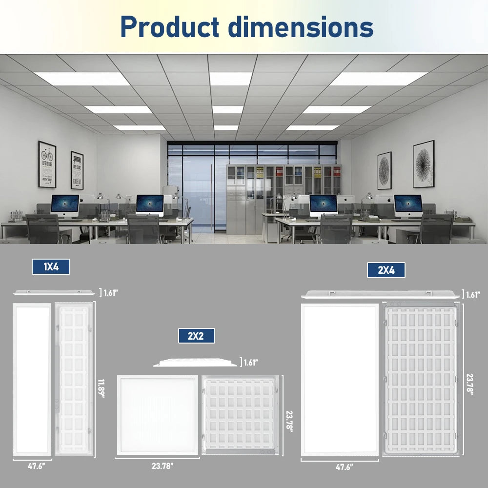 15W–72W Selectable LED Panel Light, Slim Commercial Ceiling Fixture