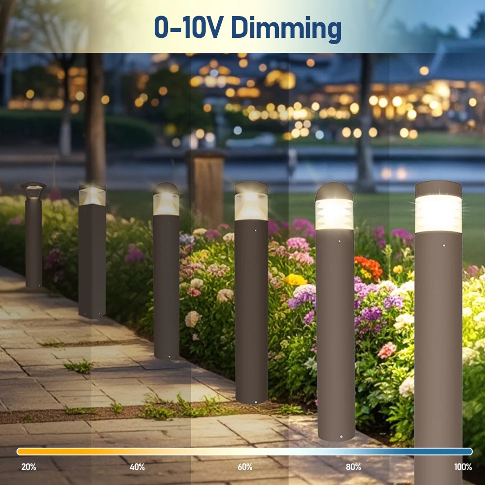 14W–24W LED Garden Pathway Bollard Light, IP65 Waterproof