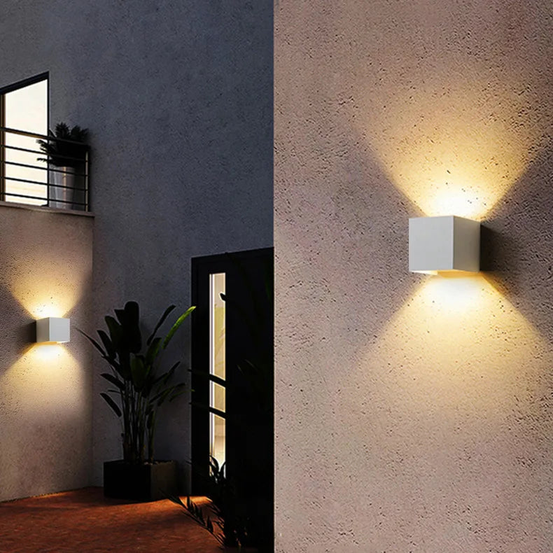 Up & Down LED Outdoor Wall Light, Black Aluminum Patio Sconce