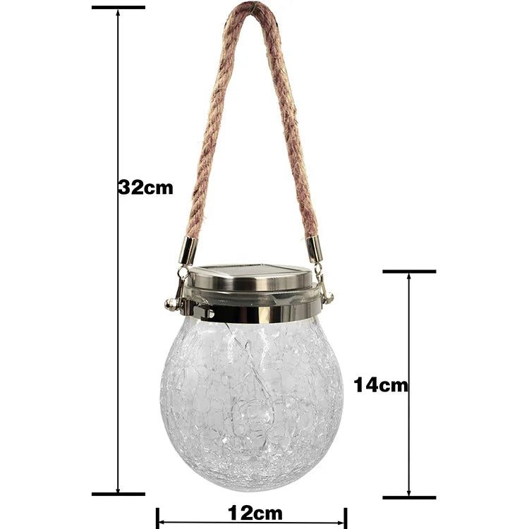 Solar LED Mason Jar Lantern, Hanging Garden Light