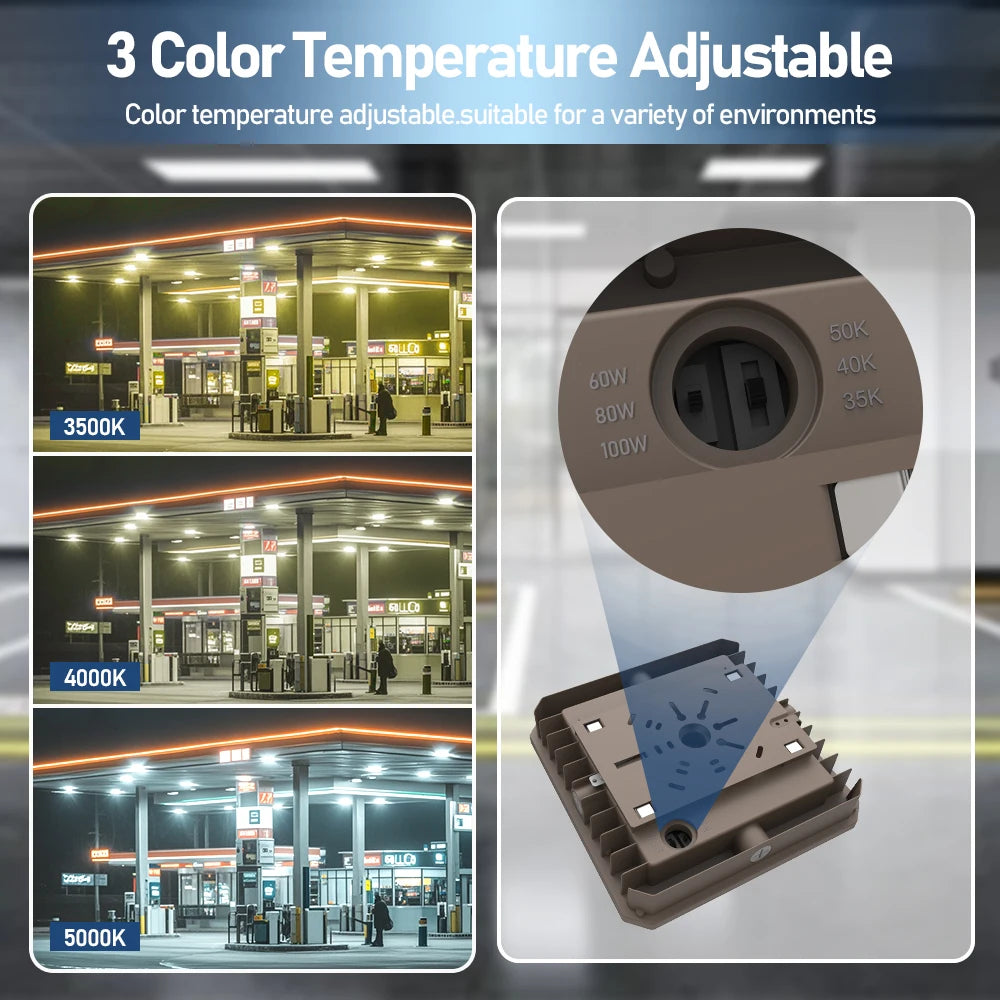 60W–100W LED Canopy Light for Parking Lots & Gas Stations