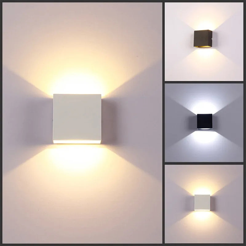 6W Modern LED Wall Lamp, Black & White Aluminum for Porch & Hotel