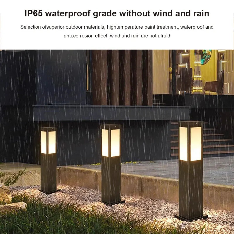 IP65 Waterproof LED Garden Bollard Lamp, 12W E27 Warm White