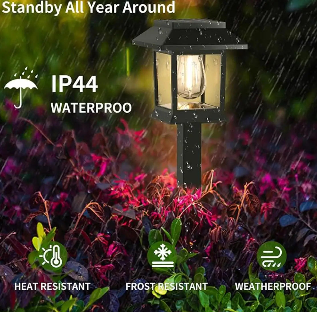 360° Solar LED Pathway Light, Rechargeable & Waterproof