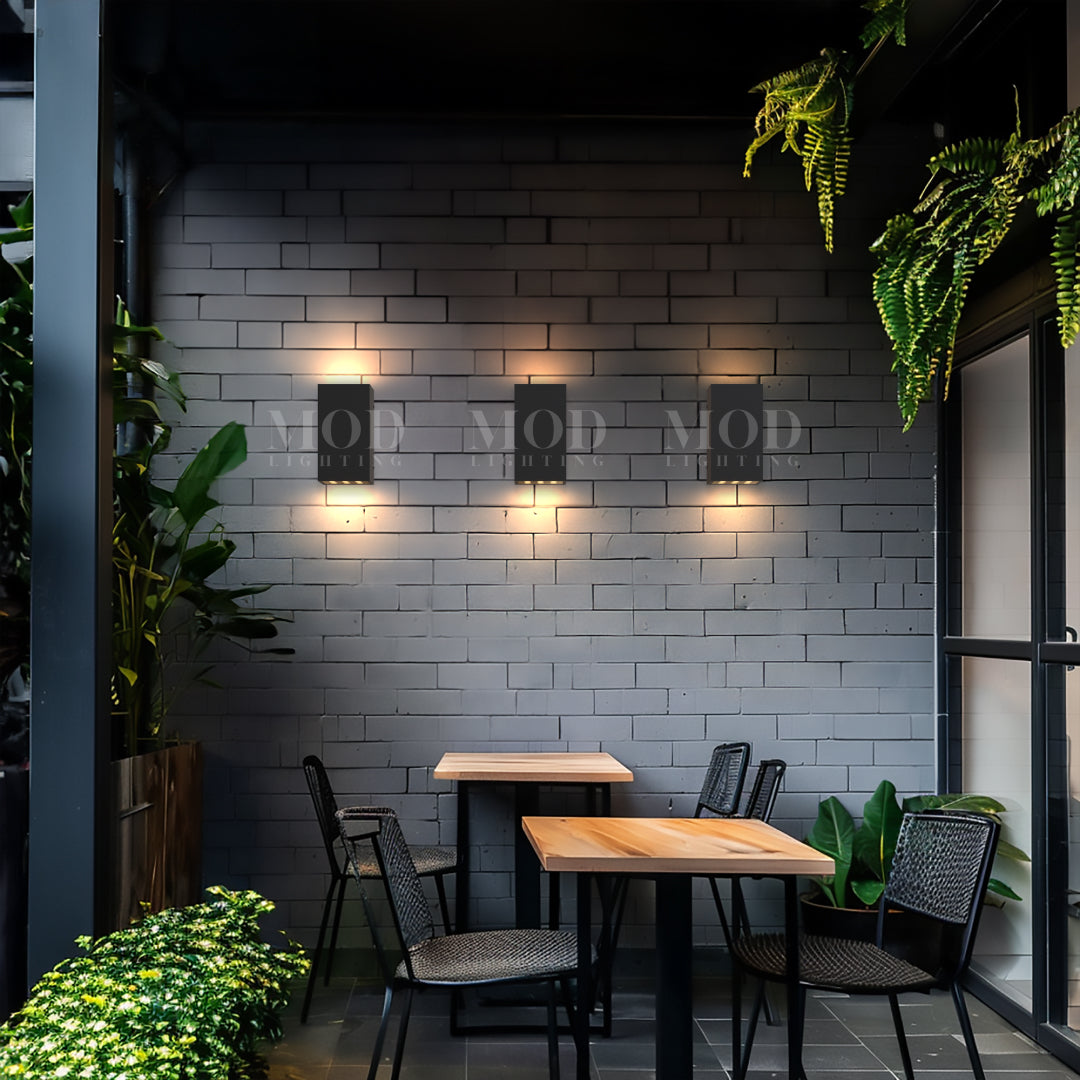 Black Stainless Steel & Glass Outdoor Wall Light