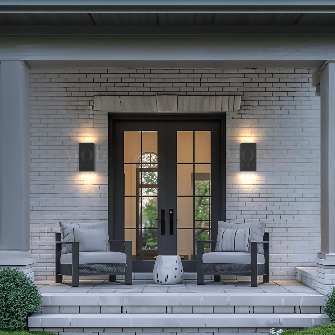 Black Stainless Steel & Glass Outdoor Wall Light