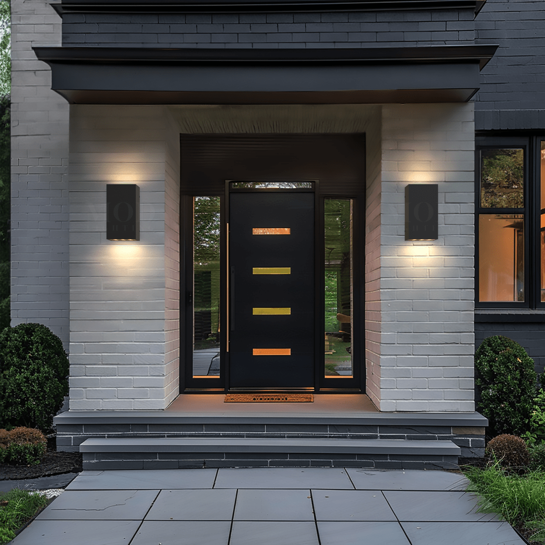 Black Stainless Steel & Glass Outdoor Wall Light