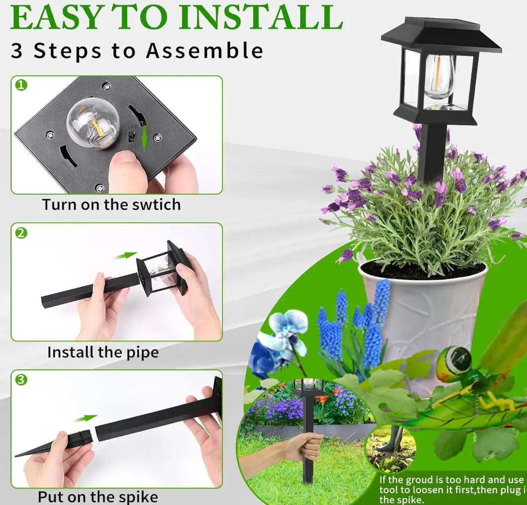 360° Solar LED Pathway Light, Rechargeable & Waterproof
