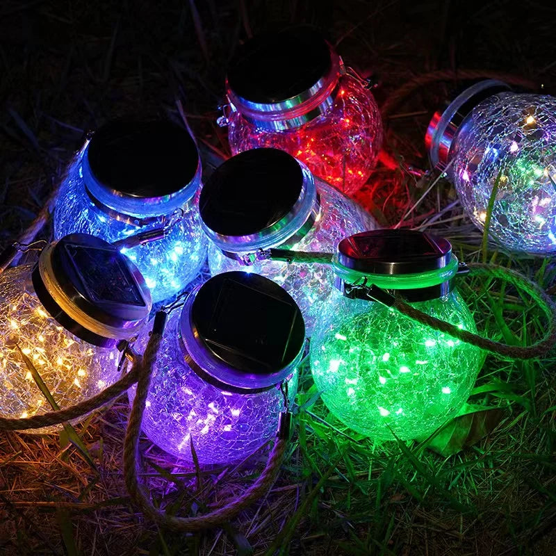 Solar LED Mason Jar Lantern, Hanging Garden Light