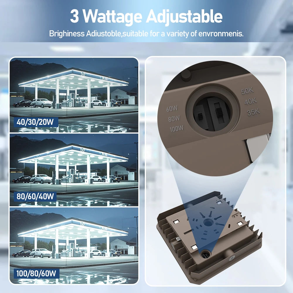 60W–100W LED Canopy Light for Parking Lots & Gas Stations