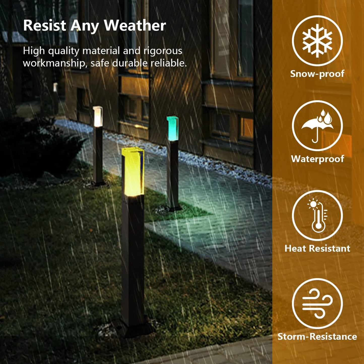 6W/12W RGBW LED Bollard Light, App-Controlled Pathway Lighting