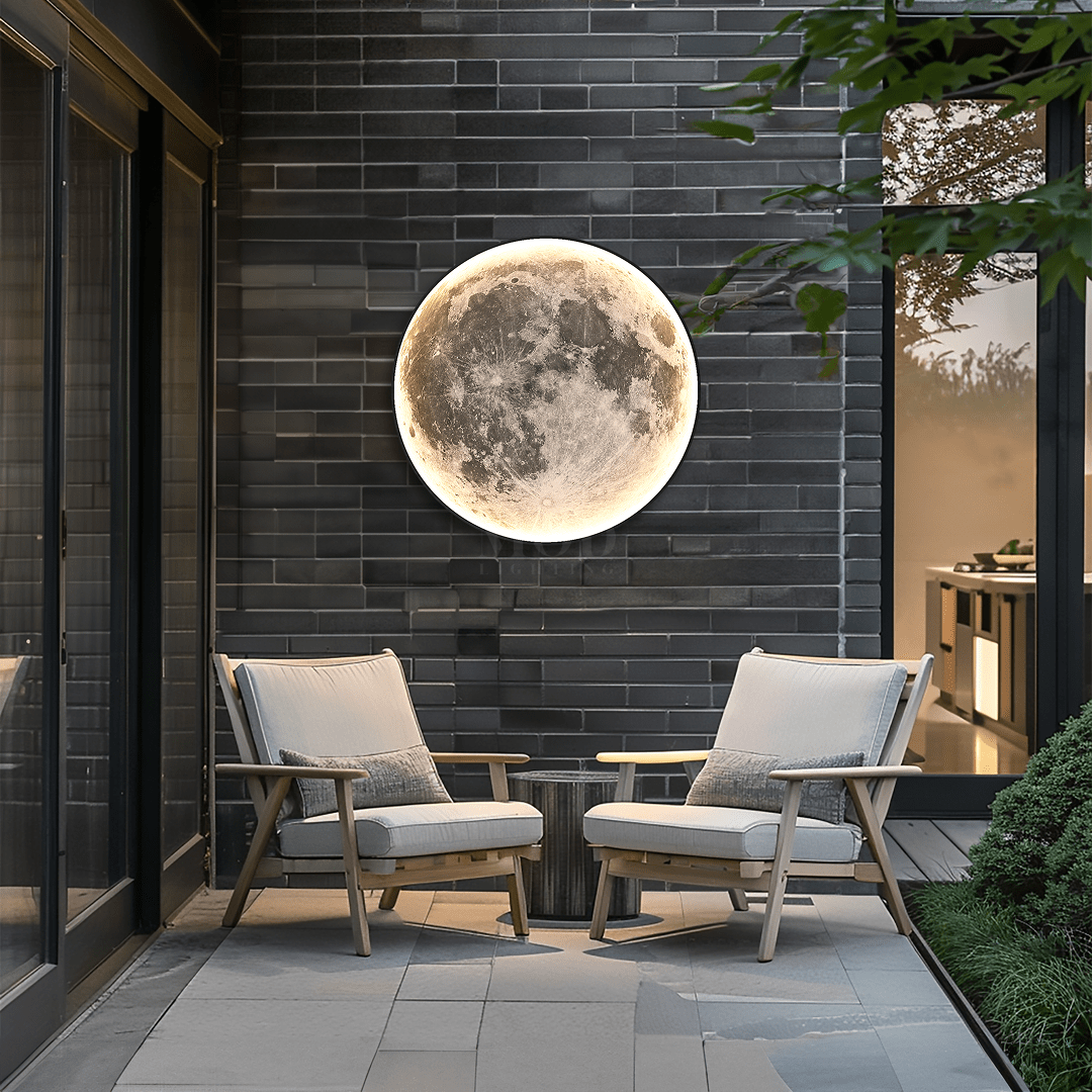 Outdoor Waterproof Moon Light, Round LED Fixture (3 Sizes)