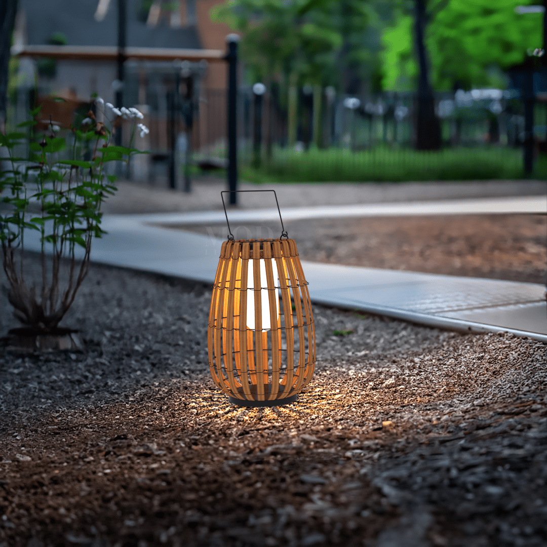 Solar Outdoor Basket Lantern, Warm White LED (3 Sizes)