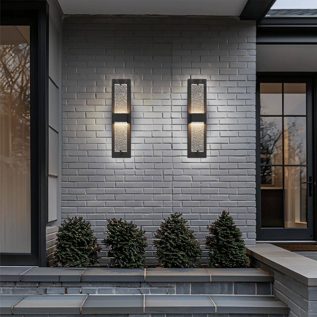 Black Outdoor Wall Light, Illuminated Crystal-Accent Sconce