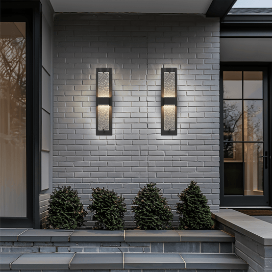 Black Outdoor Wall Light, Illuminated Crystal-Accent Sconce