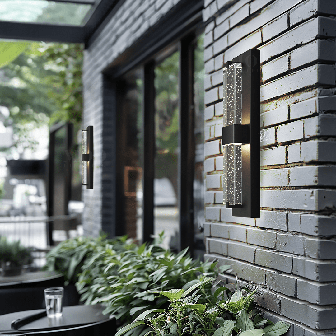 Black Outdoor Wall Light, Illuminated Crystal-Accent Sconce