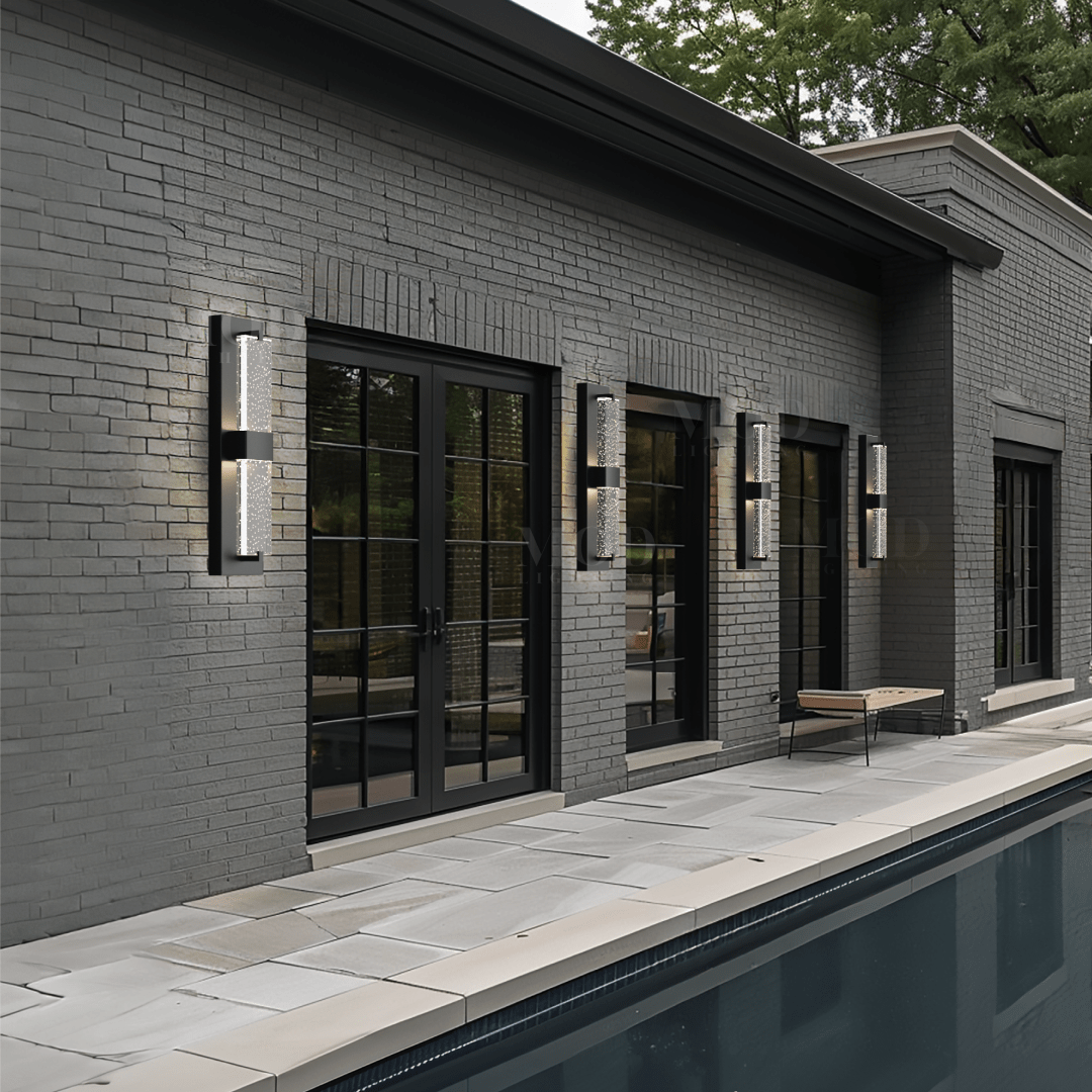 Black Outdoor Wall Light, Illuminated Crystal-Accent Sconce