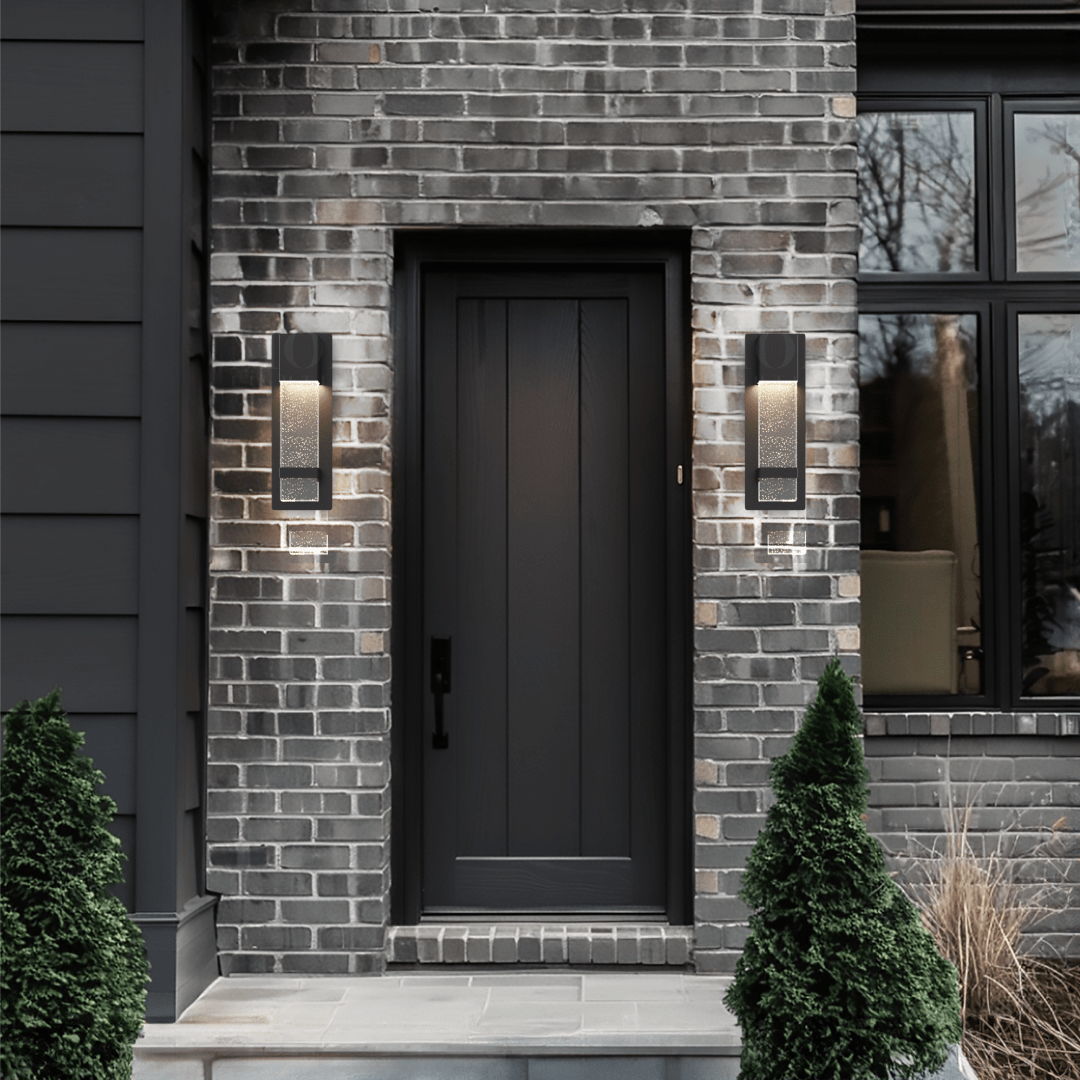 Black Outdoor Wall Sconce with Starlight Bubble Glass