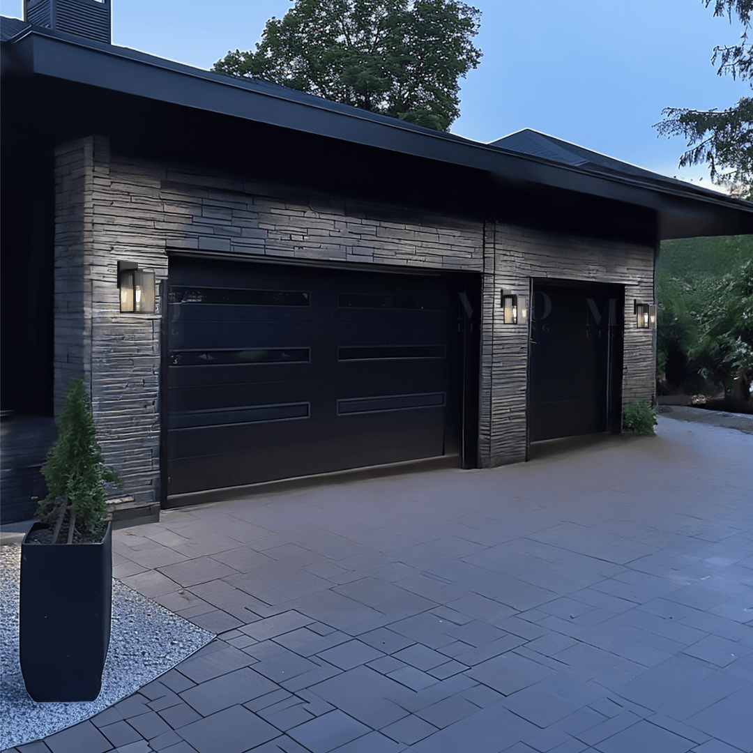 Black Stainless Steel Outdoor Wall Light, Clear Glass Sconce