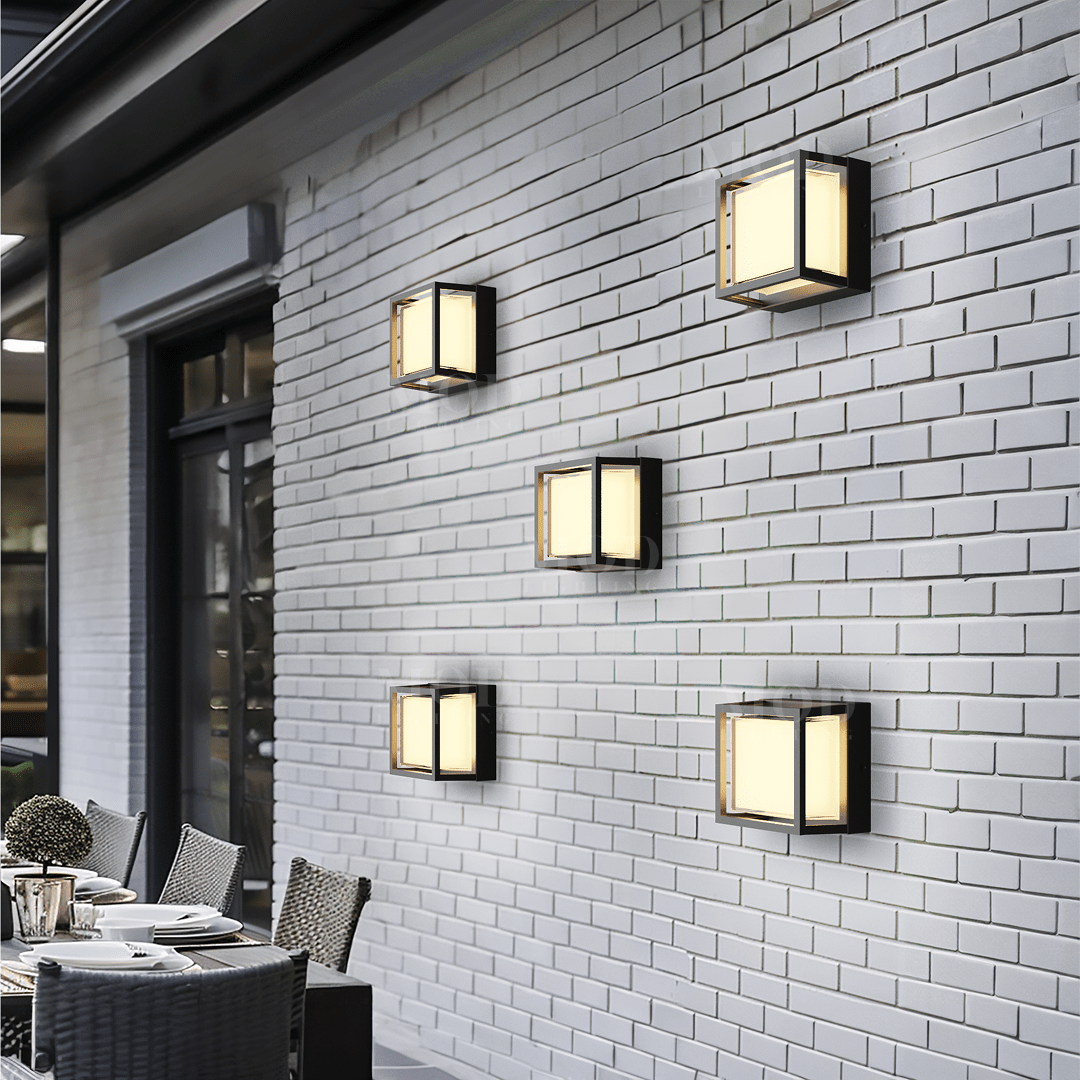 Matte Black Outdoor Wall Light, Frosted Glass Sconce (2 Sizes)